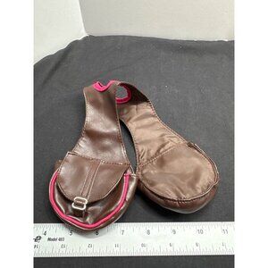 Battat Brown Miniature Saddle Bag With Bright Pink Trim & Adjustable Strap